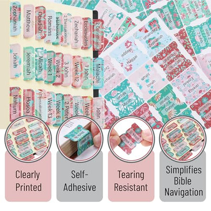 Mr. Pen- Bible Tabs, 120 pcs, Floral Design, Laminated Tabs for Women - color: Floral Design