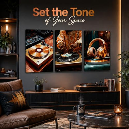 IEMIHZUM DJ Turntable Canvas Wall Art Set of 3 Music Hip Hop Posters16x24in - color: Canvas DJ, size: 24L"X16W"