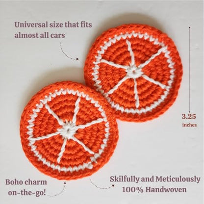 Cotton Crotchet Fruit Car Coaster Set (Zesty Pop) - color: Orange Punch