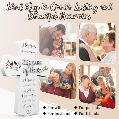 25th Anniversary Wedding Gifts for Wife Husband, Religious Cross Gifts for Women Men,25 Year Romantic Anniversary Marriage Gift for Her,Him,Couple,Parents,Friends,Wedding Anniversary Decorations - style: 25 years of marriage