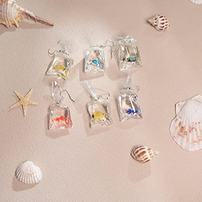 Funny Cute Animal Fish Earrings - Goldfish Water Bag Shape Dangle Hook Colorful Tiny Goldfish Bag Earrings Punk Personalized Charm Accessories Jewelry for Women