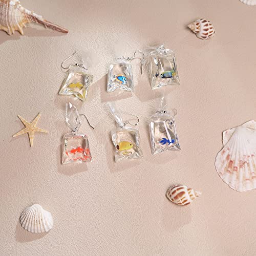 Funny Cute Animal Fish Earrings - Goldfish Water Bag Shape Dangle Hook Colorful Tiny Goldfish Bag Earrings Punk Personalized Charm Accessories Jewelry for Women