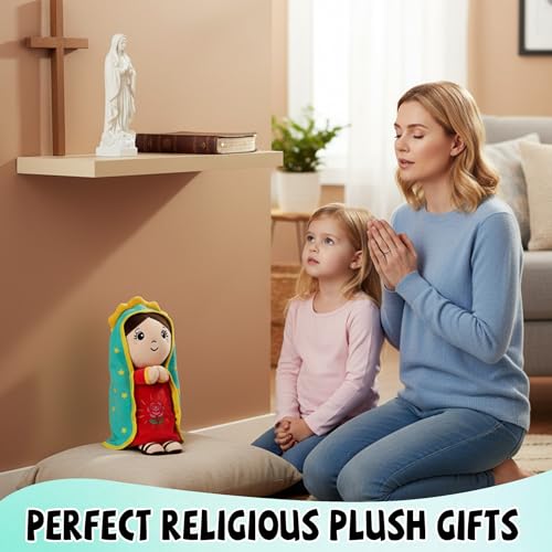 Lady of Guadalupe Doll Plush - Virgin Mary Stuffed Doll Catholic Baby Gifts Religious Toys Baptism Christian Sunday School Religious Gift for Baby Kids Adults Prayer 13 Inch - style: Doll