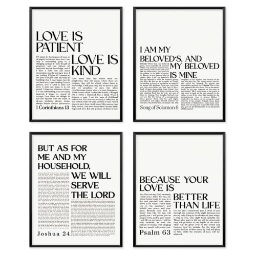 Locomiss Black and White Christian Modern Bible Minimalist Wall Art Decor - color: Love, size: 8x10 Inches