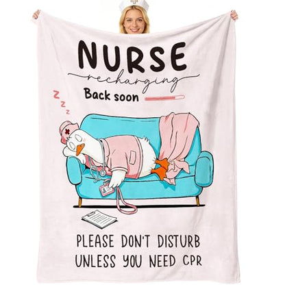 Nurse Appreciation Gifts for Women Men, Soft Flannel Nurse Throw Blanket, 2026 Nursing Week Graduation Gift, LPN RN Gifts for Nurses Practitioner Nursing Birthday Student Graduate Gift Ideas 50"x60" - color: Multi-nurse