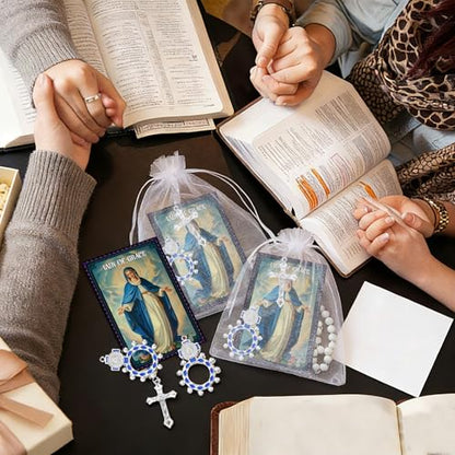 40 Pcs Catholic Gifts Prayer Card Rosary Beads Necklace, Virgin Mary - style: Virgin Mary