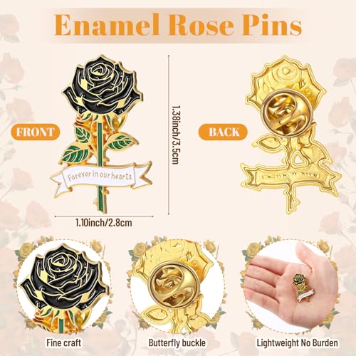 Misdary Funeral Favors Guest Memorial Rose Pin - color: Black