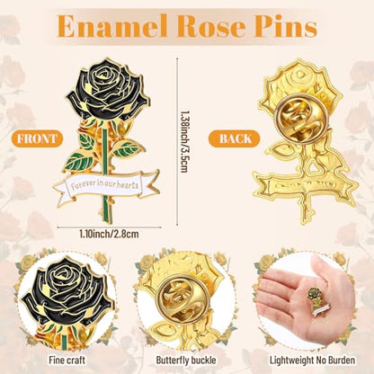 Misdary Funeral Favors Guest Memorial Rose Pin - color: Black