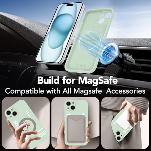 Magnetic Phone Case for iPhone 15, Aesthetic Jesus Bible Verse Cross Pattern Print for Women Men, Compatible with Magsafe, Shockproof Soft Silicone Cover for iPhone 15 6.1", Green - color: Green, size: iPhone 15