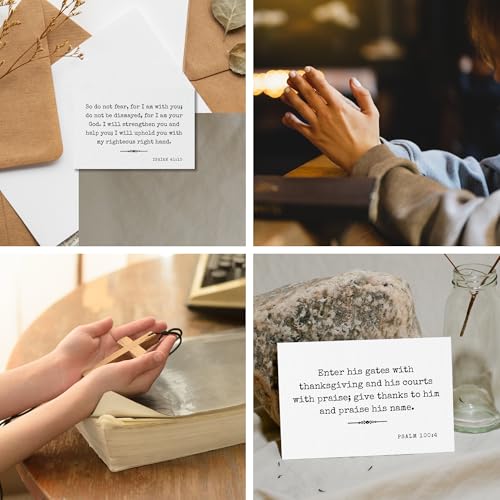 Bible Verse Cards, 60 Mini Prayer Cards on 300GSM Linen Paper - color: Minimalism
