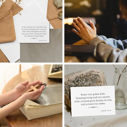 Bible Verse Cards, 60 Mini Prayer Cards on 300GSM Linen Paper - color: Minimalism