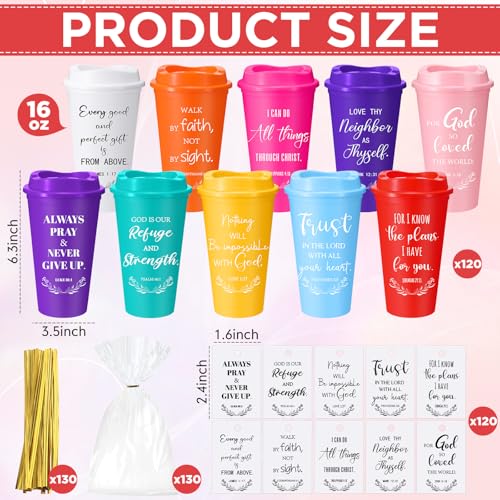 LemonRoad 120 Sets Christian Cups 16 oz Bulk Church Gifts, Bright Color - color: Bright Color