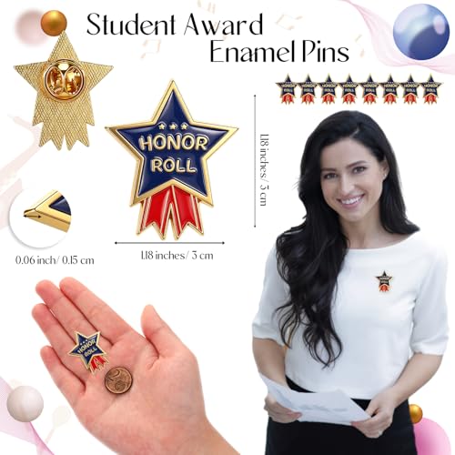 Knitgrip Award Lapel Pins Bulk Academic Recognition Enamel Pins Honors Gift for Student Office Government Club Members - style: Honor Roll