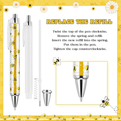 Sayglossy 36 Pcs Bee Pens Inspirational Gifts Ballpoint Pens Bulk Cute Appreciation Party Favors Thank You Gifts for Employee Students Teacher Coworker, Black Ink - style: Bee