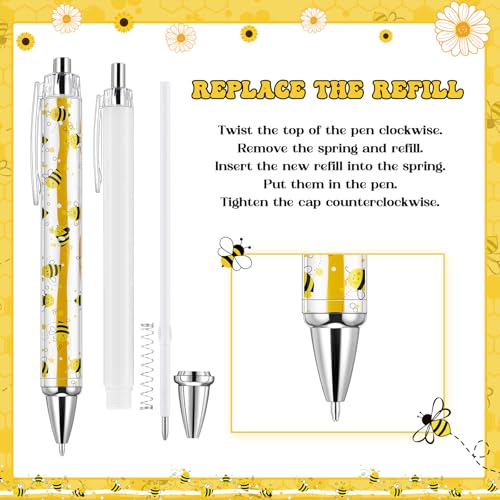 Sayglossy 36 Pcs Bee Pens Inspirational Gifts Ballpoint Pens Bulk Cute Appreciation Party Favors Thank You Gifts for Employee Students Teacher Coworker, Black Ink - style: Bee