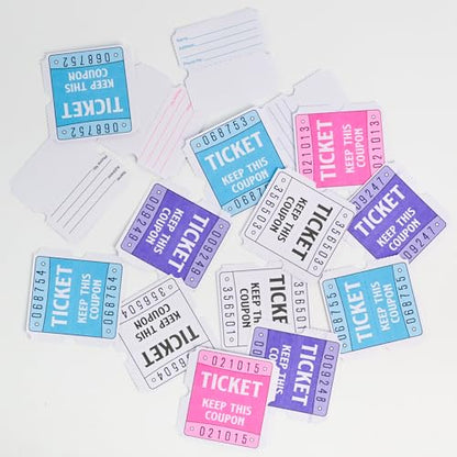 DGBDPACK 500 Pcs 50/50 Double Raffle Tickets, Blue - color: Blue