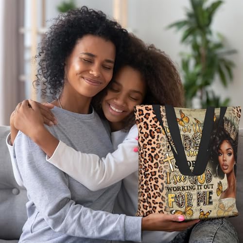 Bible Tote Bags for Women Christian Tote Bag Religious Church Bags for Women Organizer Christian Gift With Zipper - color: African American