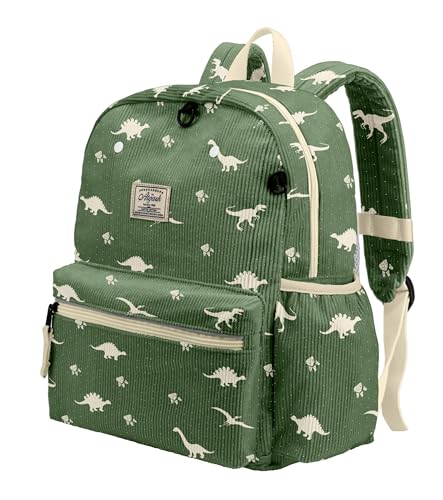 atgark Corduroy Toddler Backpack for Boys Girls Kids Preschool Backpacks - color: Dinosaur Green Corduroy, size: Age 2-5 (13.3" H Fit A4 Folder)