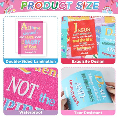 29Pcs ABC Bible Verse Poster Christian Scripture Bulletin Board Sunday School Classroom Decorations Religious Inspirational Quotes Poster for Back to School Church VBS Classroom Home Wall Decor