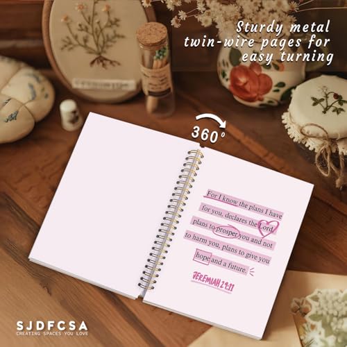 Pink Christian Notebook Journal, Bible Verse Scripture Journal for Women, Christian Gifts for Women, Girly Pink Office Supplies, Jeremiah 29:11 Religious Spiral Notebook 5.5x8.3 Inch - color: Jeremiah 29:11-Pink