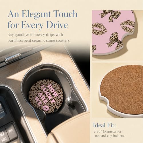 Car Coasters for Cup Holders, How Lucky We are Car Coasters Set of 2, B27 - color: How Lucky