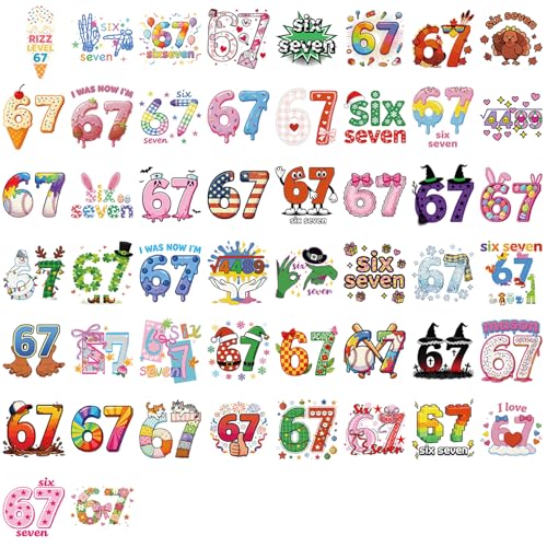 50 Pcs Funny 67 Stickers, Trending Social Media Themed Decals for Birthday Parties, Laptops, Luggage, Water Bottles, Phone Cases Crafts (6-7) - color: 6-7