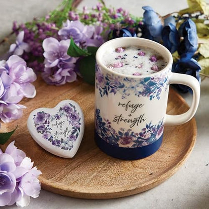 Faithworks Christian Gifts - Large Inspirational Ceramic Stoneware Mug Coffee Cup, 17-Ounces, Refuge and Strength - color: Refuge and Strength