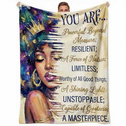 African American Black Girl Women Blanket - Christian Birthday Gifts Blanket- Inspirational Flannel Religious Spiritual Throw Blanket Home Decor 50x60inch - color: Hrmt6