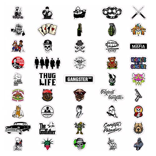 100Pcs Gangster Stickers, Gangster Decals, Skull Stickers, Mafia Laptop Decals, Gifts for Women & Men - color: Gangster Stickers