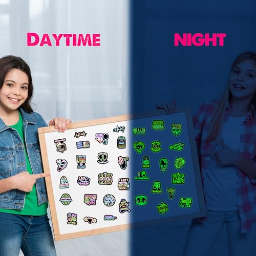 50 Pcs Glow in The Dark Mental Health Neon Stickers - color: Luminescent-164kshr