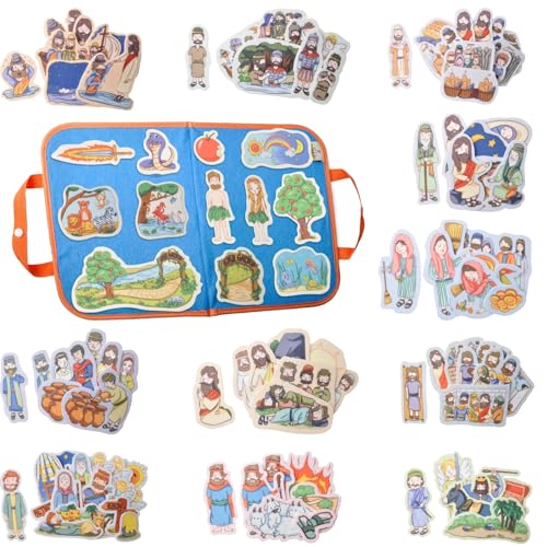 CHEFAN 16 Pack Felt Board Bible Stories Set, Flannel Board Stories, Bible Toys for Kids