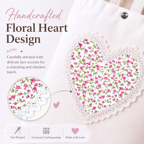 Christian Tote Bag Gift for Women, Canvas Bible Bag Handmade Floral Cross - color: White-mini Roses Love