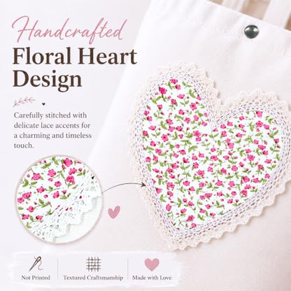 Christian Tote Bag Gift for Women, Canvas Bible Bag Handmade Floral Cross - color: White-mini Roses Love