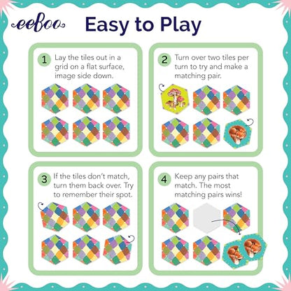 eeBoo Life in a Meadow Memory & Matching Game, Ages 3+, 1-4 Players - style: Life in a Meadow