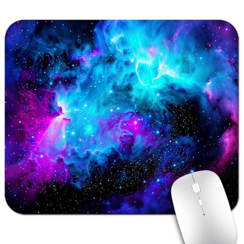 Cosmic Blue and Purple Galaxy Mouse Pad, Universe Space Nebula Desk Mat - color: Cute Colorful Art Rec13