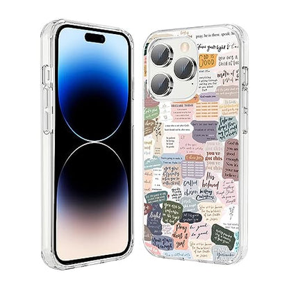 Compatible with iPhone 15 Pro Max Case, Bible Verses Aesthetic Cute Indie Christian Postive Quotes iPhone Case Clear Shockproof Slim Soft TPU Protective Case - color: Pattern-6, size: iPhone 15 Pro Max (6.7 inch)