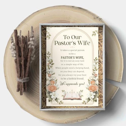 Pastor's Wife Appreciation Card, Christian Thank You Greeting with Heartfelt Poem, Religious Birthday Card Gift for Woman Her Church Leader's Spouse - color: Pastor's Wife