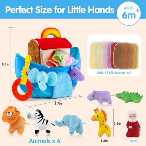 Baby Toys 6-12 Months - Noah's Ark Toy with Stuffed Animals, Baptism Gifts