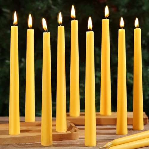 Beeswax Taper Candles,100% Natural Bees Wax Candle Sticks,18 Pack,10 Inch - color: Yellow, size: 10 inch