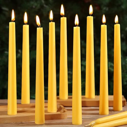 Beeswax Taper Candles,100% Natural Bees Wax Candle Sticks,18 Pack,10 Inch - color: Yellow, size: 10 inch