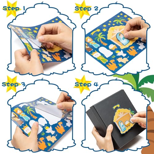 Haooryx Christmas Bible Nativity Scene Stickers Mix and Match Paper Craft - style: 40Pcs Bible Nativity
