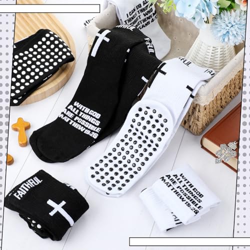 Glitopper 6 Pairs Cross Grip Soccer Socks US 6-13 christian - color: 2 Colors, style: Faith