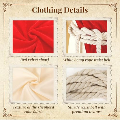 nezababy Jesus Costume Adult Men Biblical Christ Robe Saint Religious Outfit Scarf Waist Rope for Halloween Easter Cosplay - size: Medium