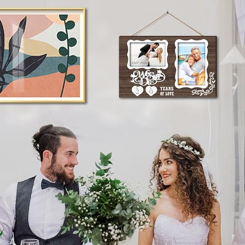 EXQUIDECA We Still Do Double Picture Frame Holds 4X6 Inches and 3.5X5 Inches,1-99 Years of Love Anniversary Wedding Marriage Blessing Gifts for Couples - color: black - we still do frame