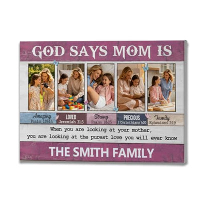Personalized God Says Mom Is Photo Canvas With Name Christian Gift - color: Design03