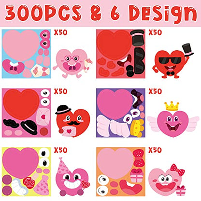Haooryx Cartoon Heart DIY Sticker, 300 Pcs Make You Own Sweet Heart 1 Roll - style: Valentine's Day Heart-shaped 1Roll