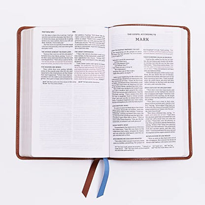 NKJV, Thinline Bible Youth Edition, Leathersoft, Brown, Red Letter, Comfort Print: Holy Bible, New King James Version