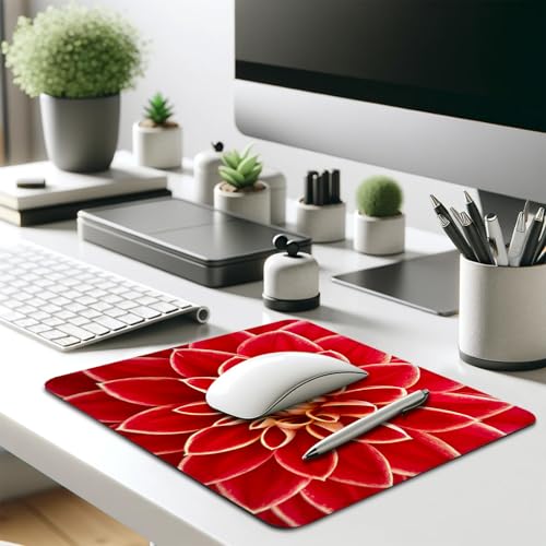 Close-Up Red Dahlia Flower Bloom Macro View Mouse Pad, Durable Desk Mat - color: Color_DE0018XX