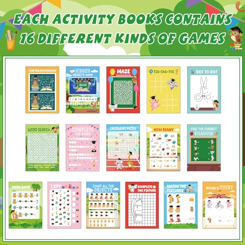 Kosiz 24 Pcs Graduation Activity Books for Kids, Kindergarten Preschool Congrats Grad Mini Coloring Books Bulk, Mazes Word Search Hidden Object Games, School Ceremony Party Favors Goodie Bag Stuffers - style: Graduation