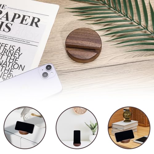 Gosknor Wood Phone Stand, Single Slot Round Phone Holder Portable Mobile